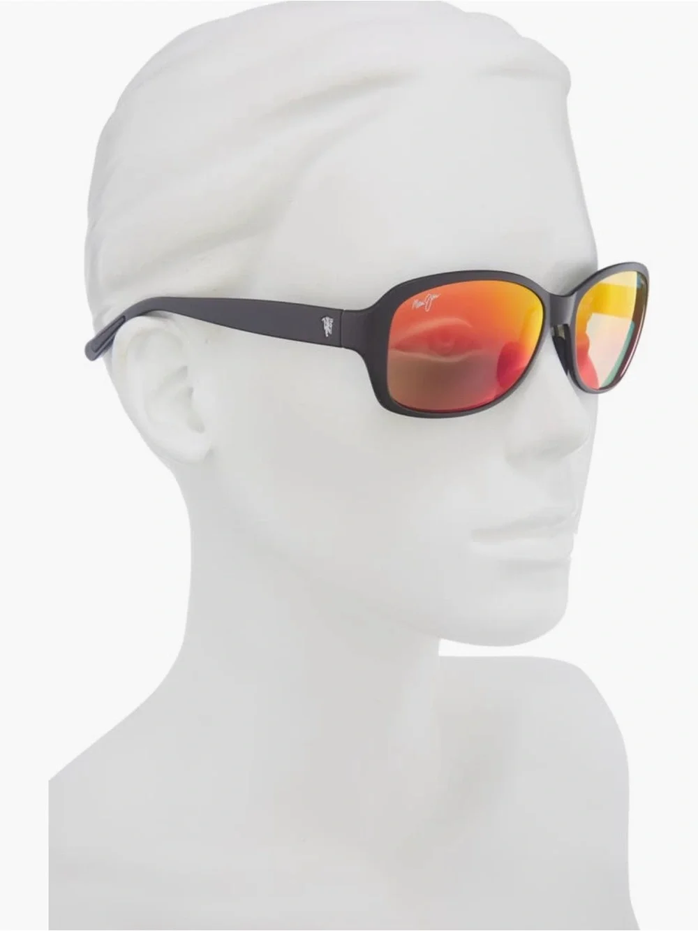 NIB Maui Jim polarized black Sunglasses with Hawaii lava Red Mirror Lenses